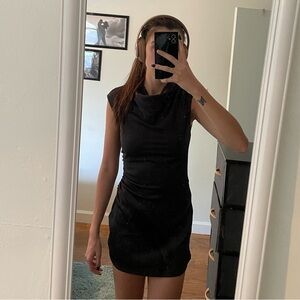 Forever 21 Black Mini Dress with Cowl Neck and Ruching